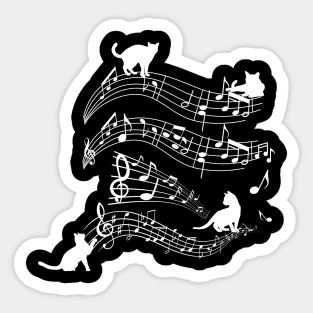 Music Notes Cats Musical Score Funny Kittens Sticker